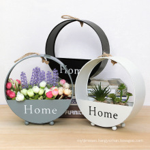 Garden Indoor Decorative Metal Wall Hanging Flower Basket Pot Holder Air Wrought Iron Round Wall Flower Pots Planters